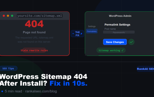 WordPress Sitemap Returns 404 After Installing RankAl SEO? Here's the Fix